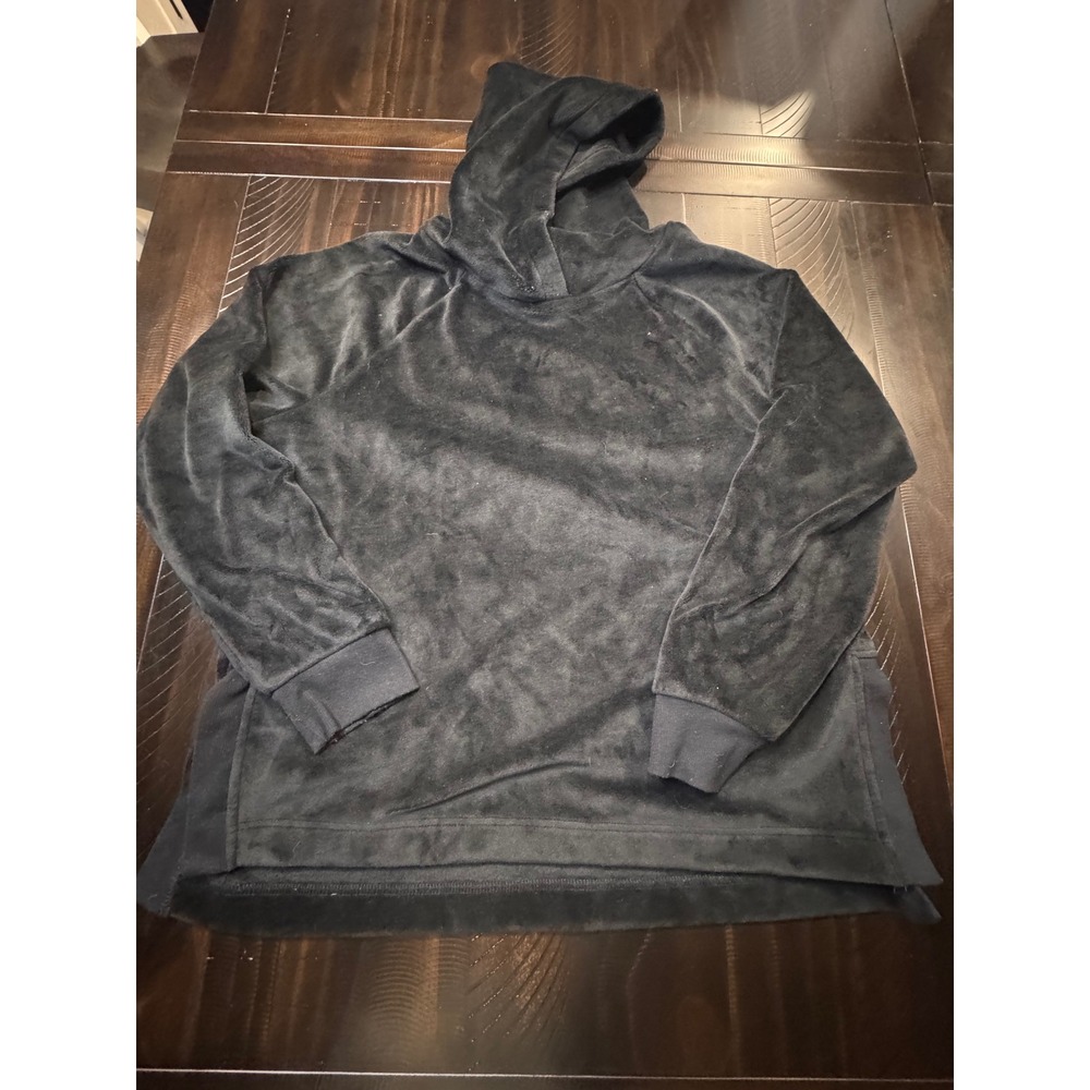 Members Mark Womens XL Black Plush Velvet Hoodie Pullover Faux Fur Soft